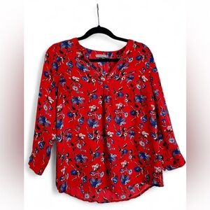 Dalia Red and Blue Floral Blouse
